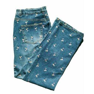Preppy Lilly Pulitzer Margarita Glass (Cocktail) Embroidered Blue Jeans Pants